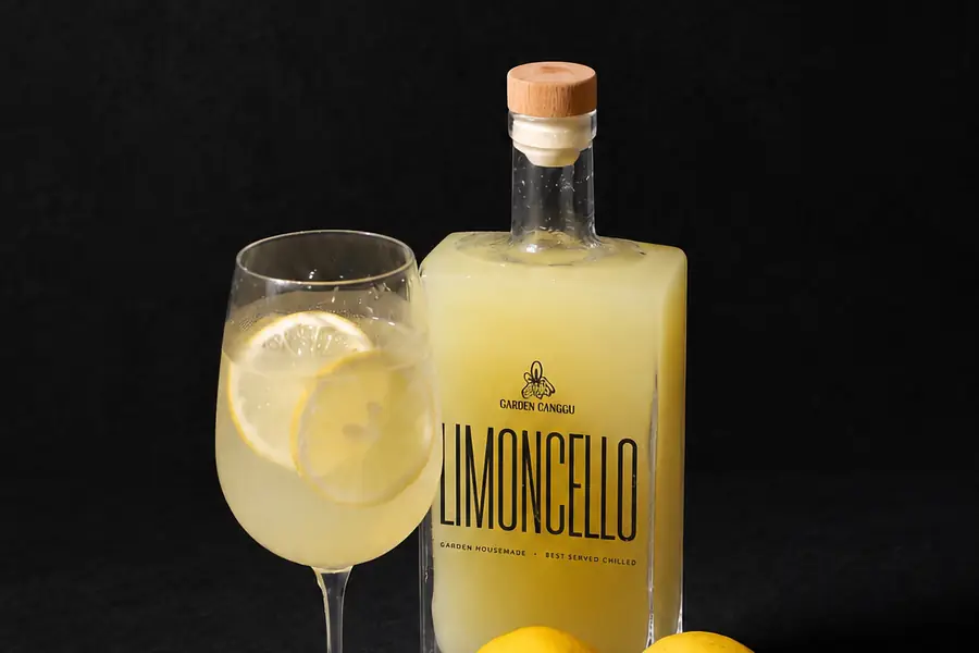 Homemade limoncello served chilled at Garden Canggu