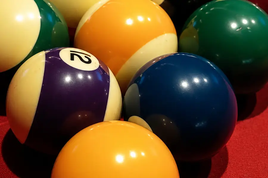 Racked balls on the pool table at Garden Canggu